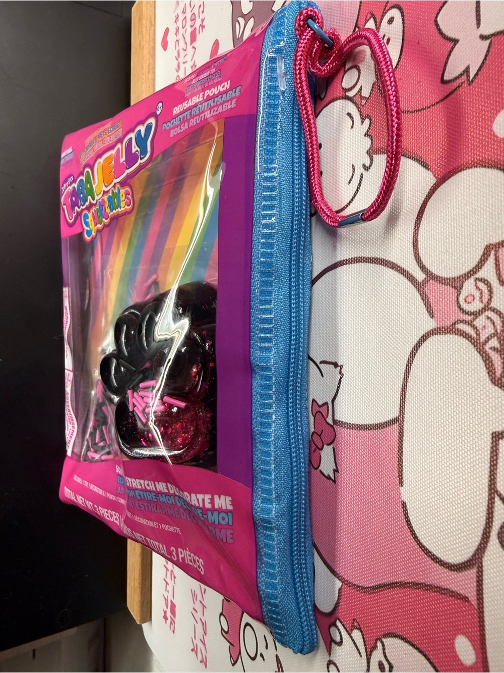 Taba Jelly Black Paw Pink Sprinkles Scented Squeezables Toy with Reusable Pouch